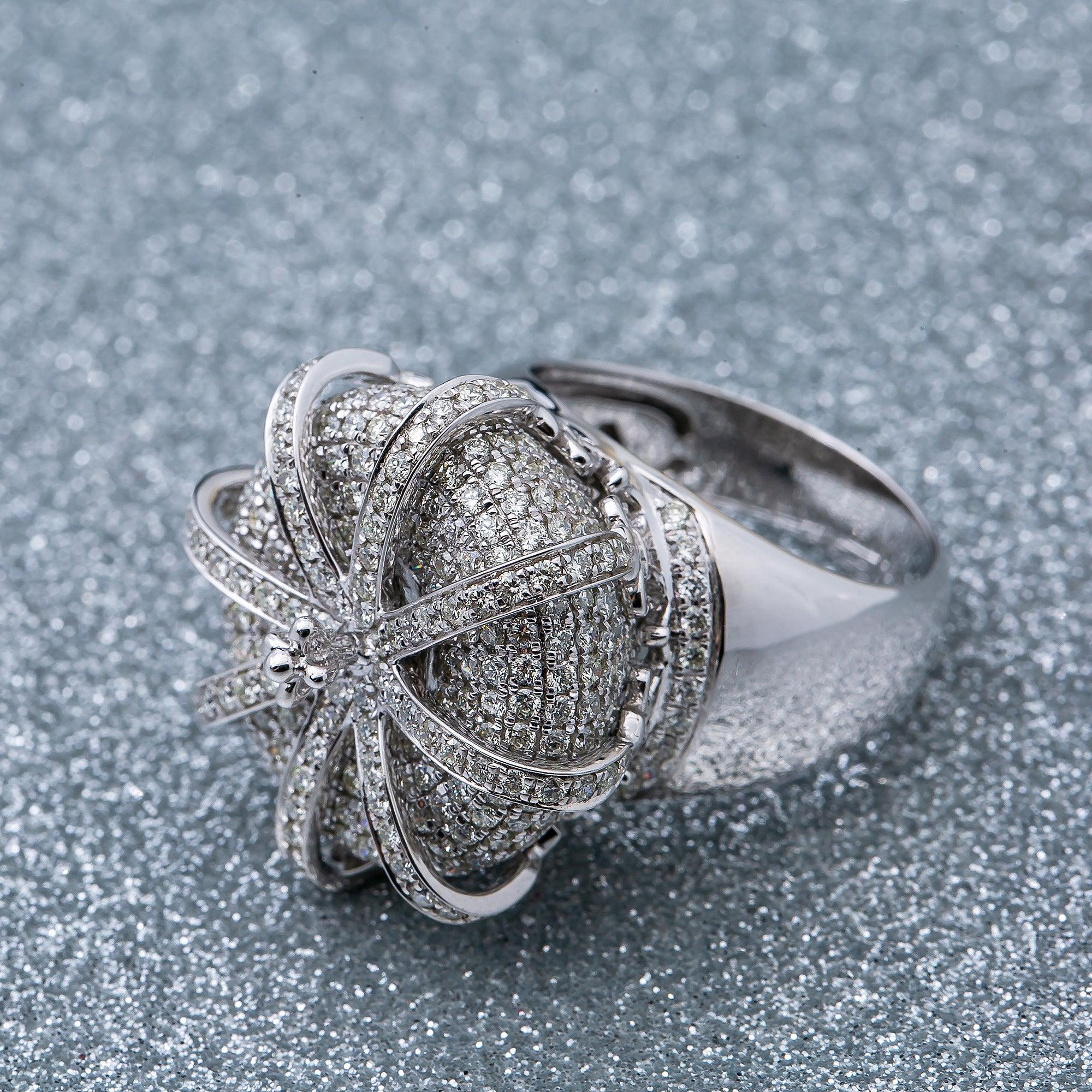 Men's 14K White Gold 3 CT Diamonds Fancy Ring