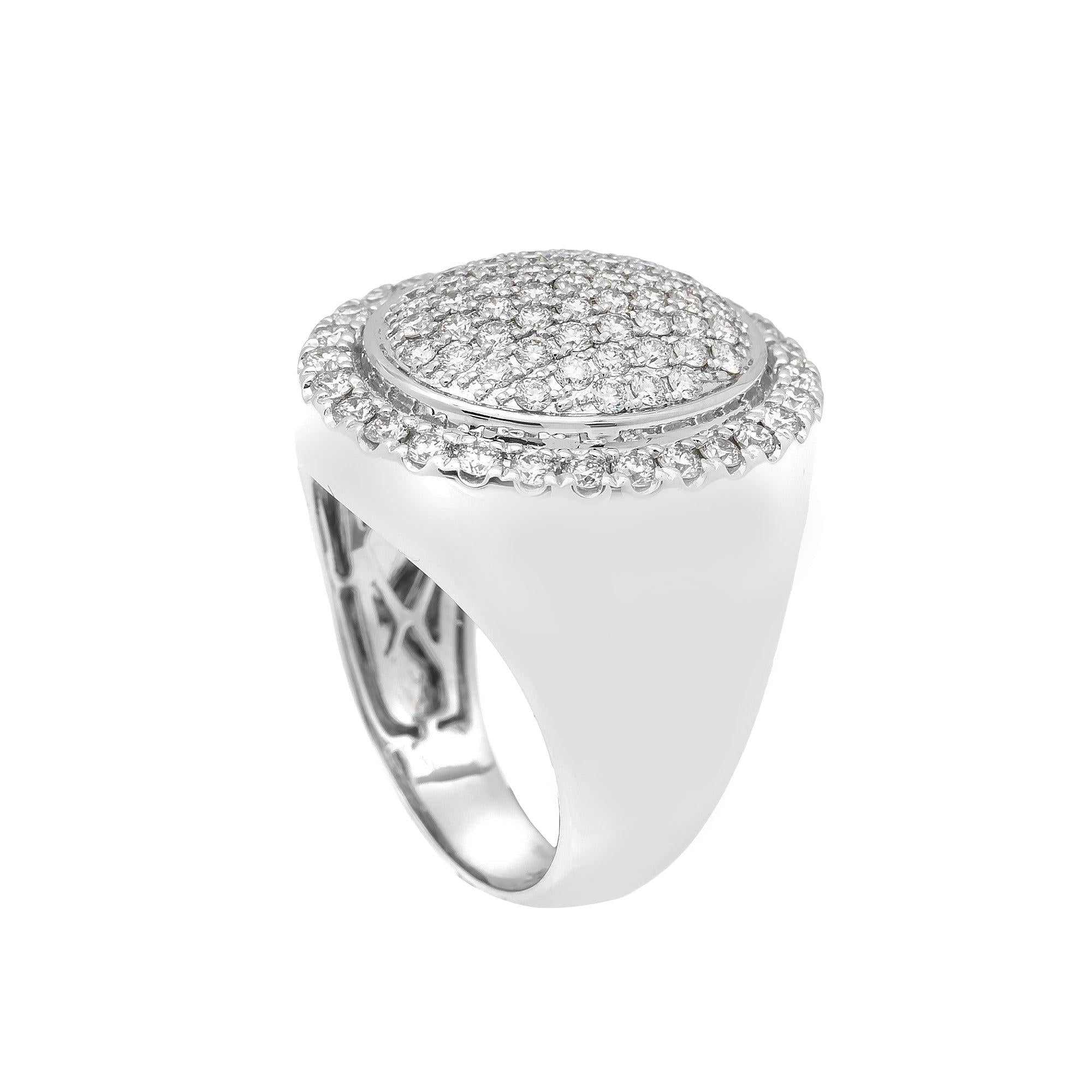 Unisex 14K  White Gold Fancy Diamond Ring