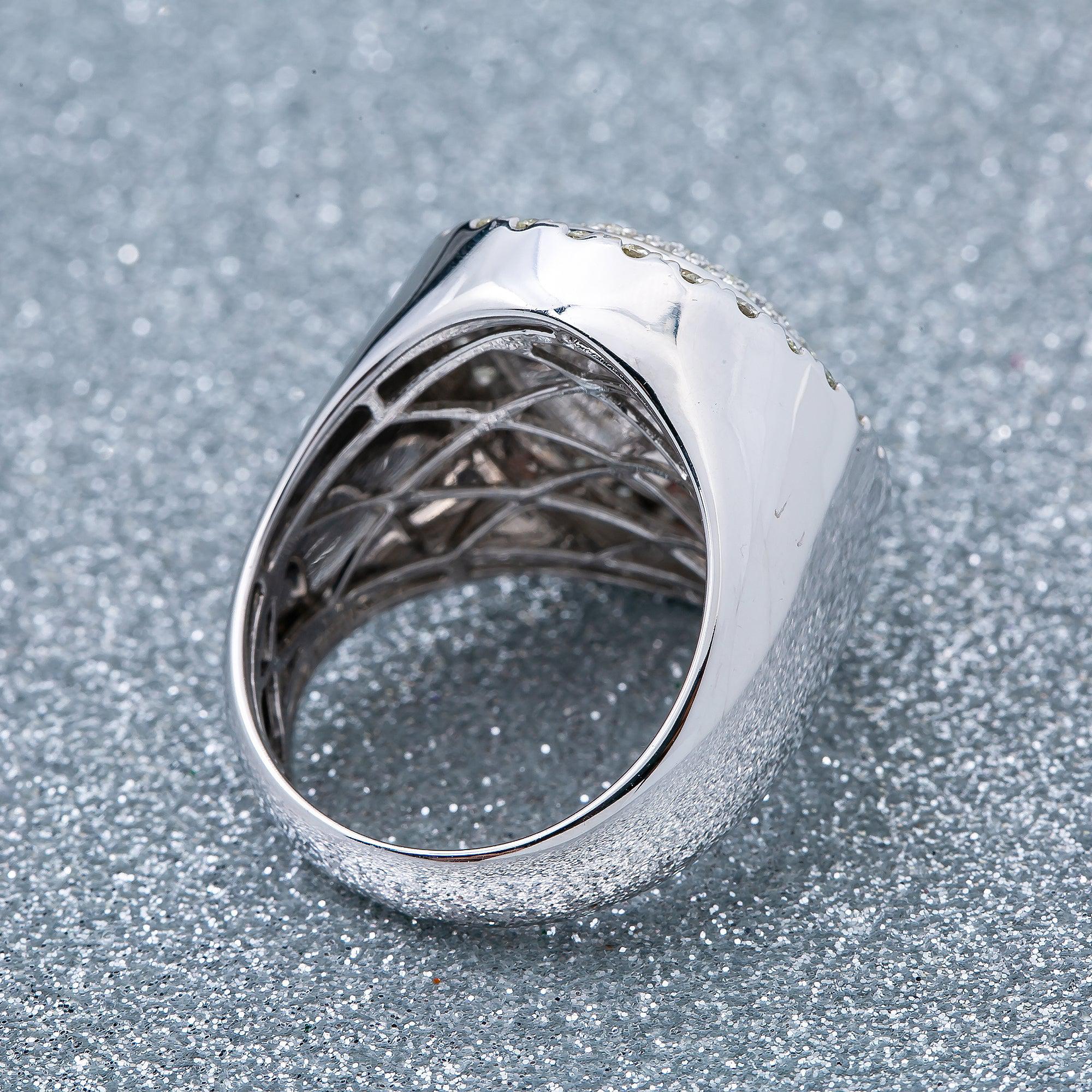 Unisex 14K  White Gold Fancy Diamond Ring