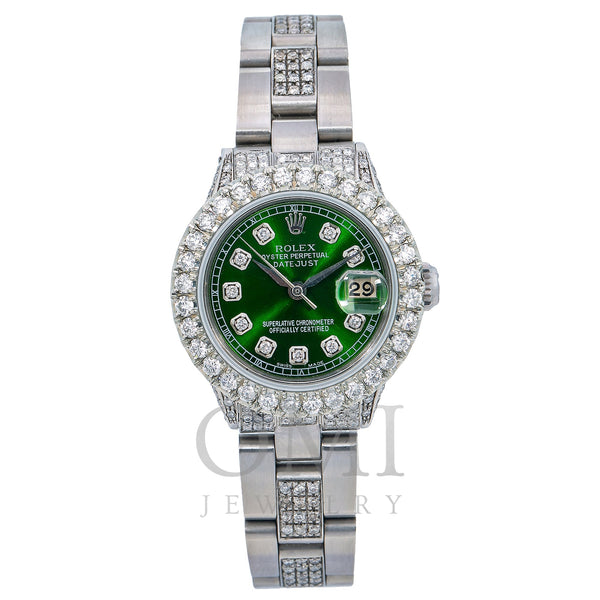 Rolex DateJust 26MM Green Diamond Dial With 6.05 CT Diamonds