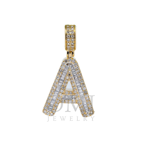 14K YELLOW GOLD LETTER A PENDANT WITH 1.60 CT DIAMONDS