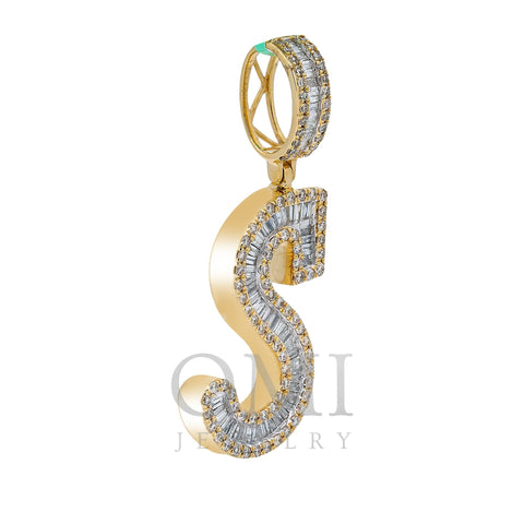 14K YELLOW GOLD LETTER S PENDANT WITH 2.55 CT DIAMONDS
