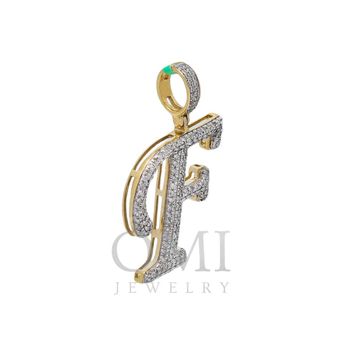 10K YELLOW GOLD LETTER F PENDANT WITH 0.39 CT DIAMONDS