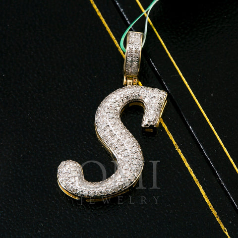 10K YELLOW GOLD LETTER S PENDANT WITH 1.38 CT DIAMONDS