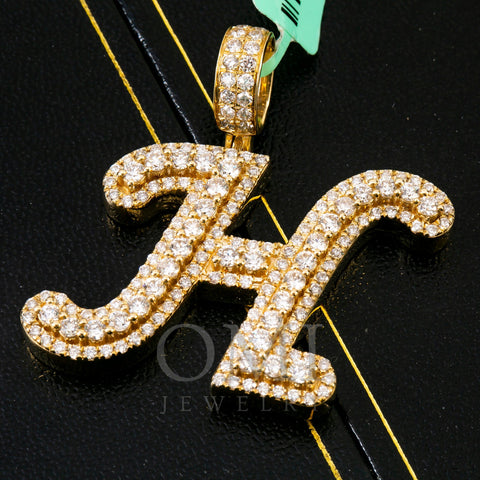 14K YELLOW GOLD LETTER H PENDANT WITH 3.00 CT DIAMONDS