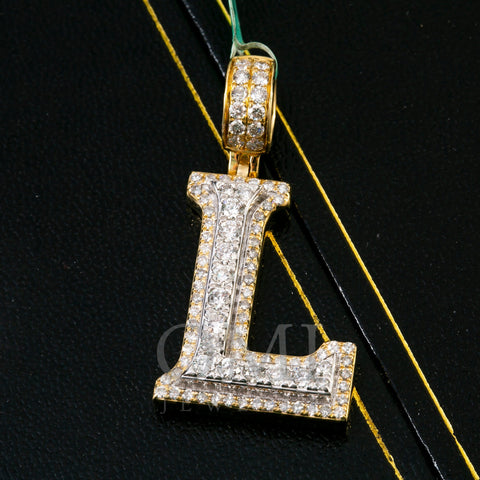 14K YELLOW GOLD LETTER L PENDANT WITH 2.60 CT DIAMONDS