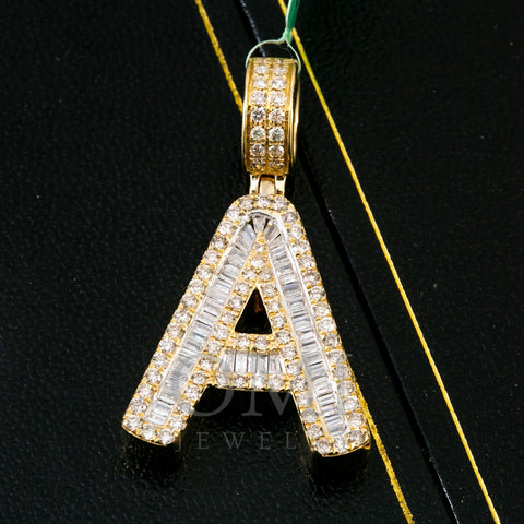 14K YELLOW GOLD LETTER A PENDANT WITH 1.60 CT DIAMONDS