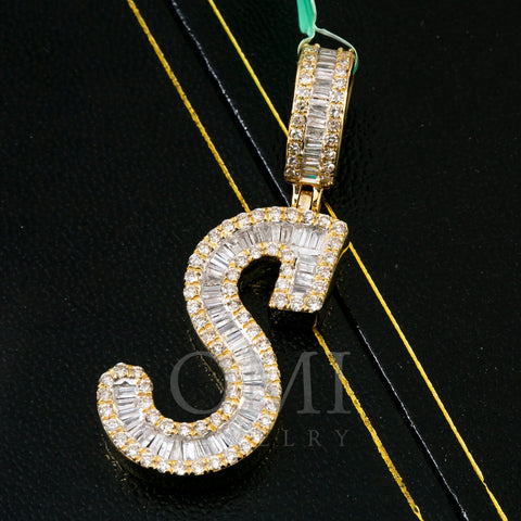 14K YELLOW GOLD LETTER S PENDANT WITH 2.55 CT DIAMONDS