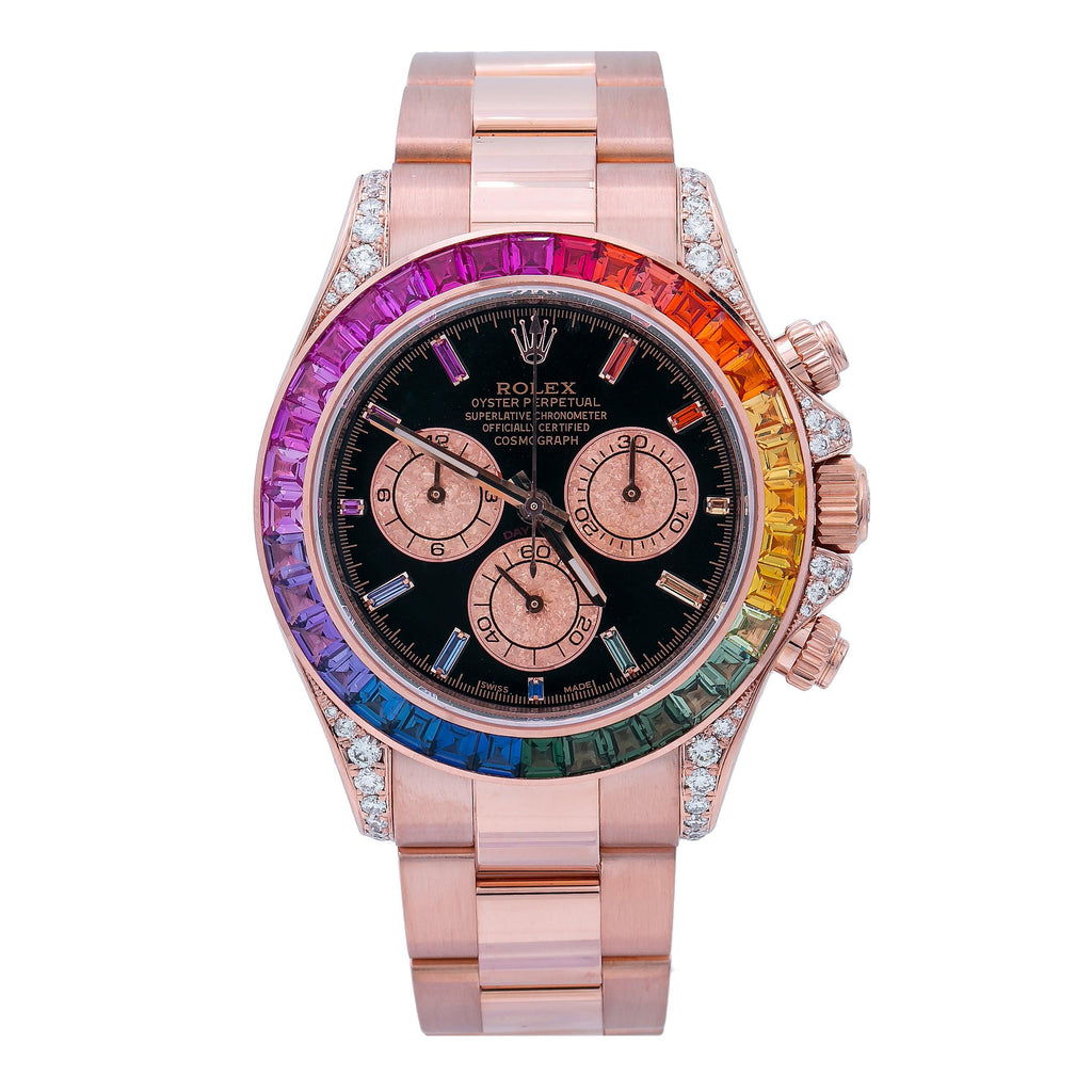 Rolex daytona black outlet rainbow