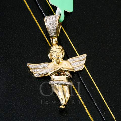 10K YELLOW GOLD DIAMOND ANGEL PENDANT 1.18 CT
