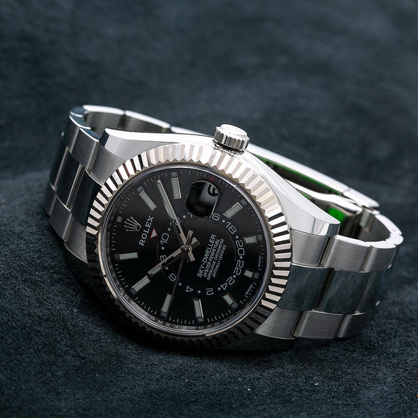 Rolex sky dweller steel hotsell black dial