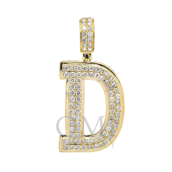 10K YELLOW GOLD LETTER D PENDANT WITH 3.00 CT DIAMONDS