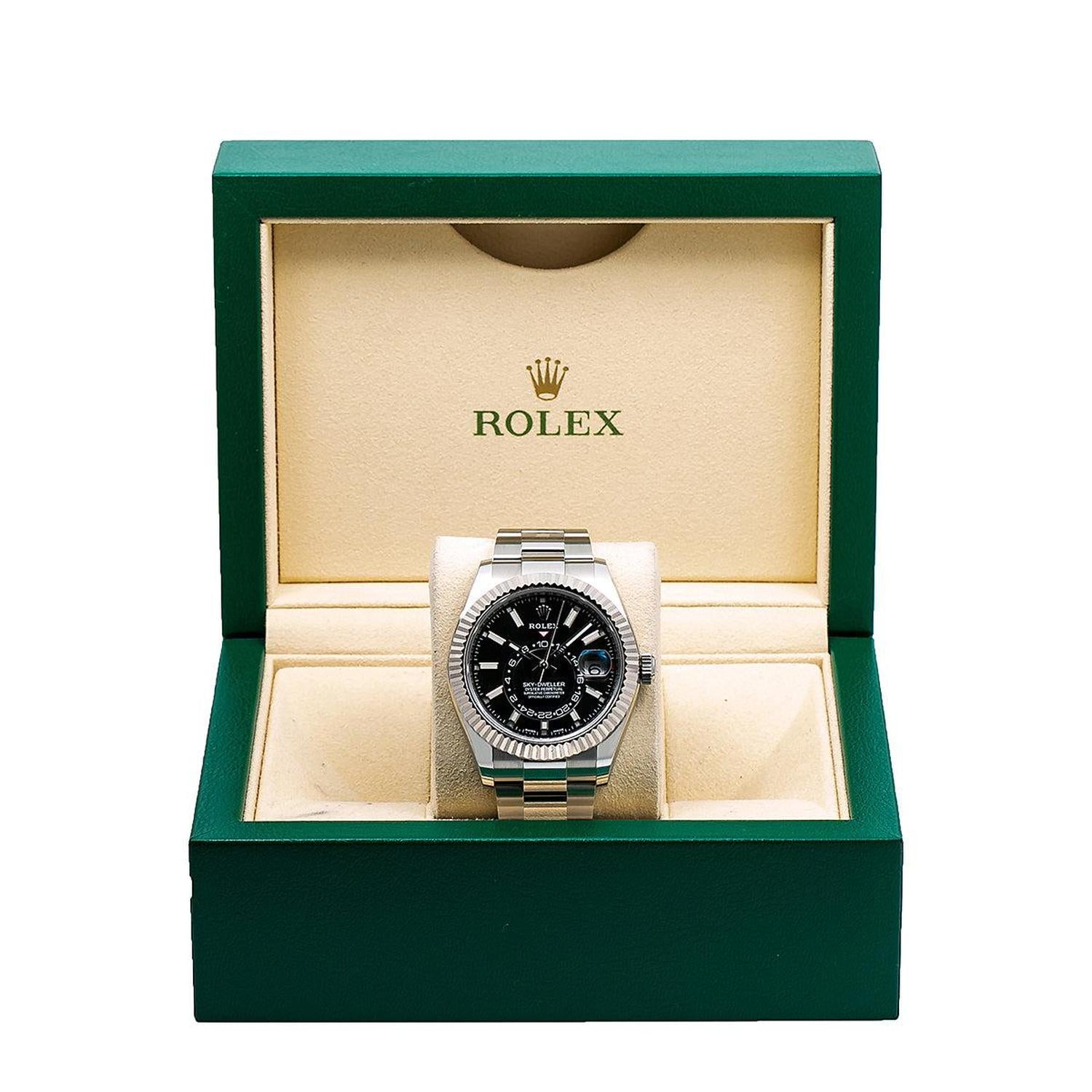 Rolex Sky-Dweller 42MM 326934 Black Dial Fluted Bezel Stainless Steel Oyster Bracelet