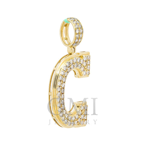 10K YELLOW GOLD LETTER C PENDANT WITH 2.85 CT DIAMONDS