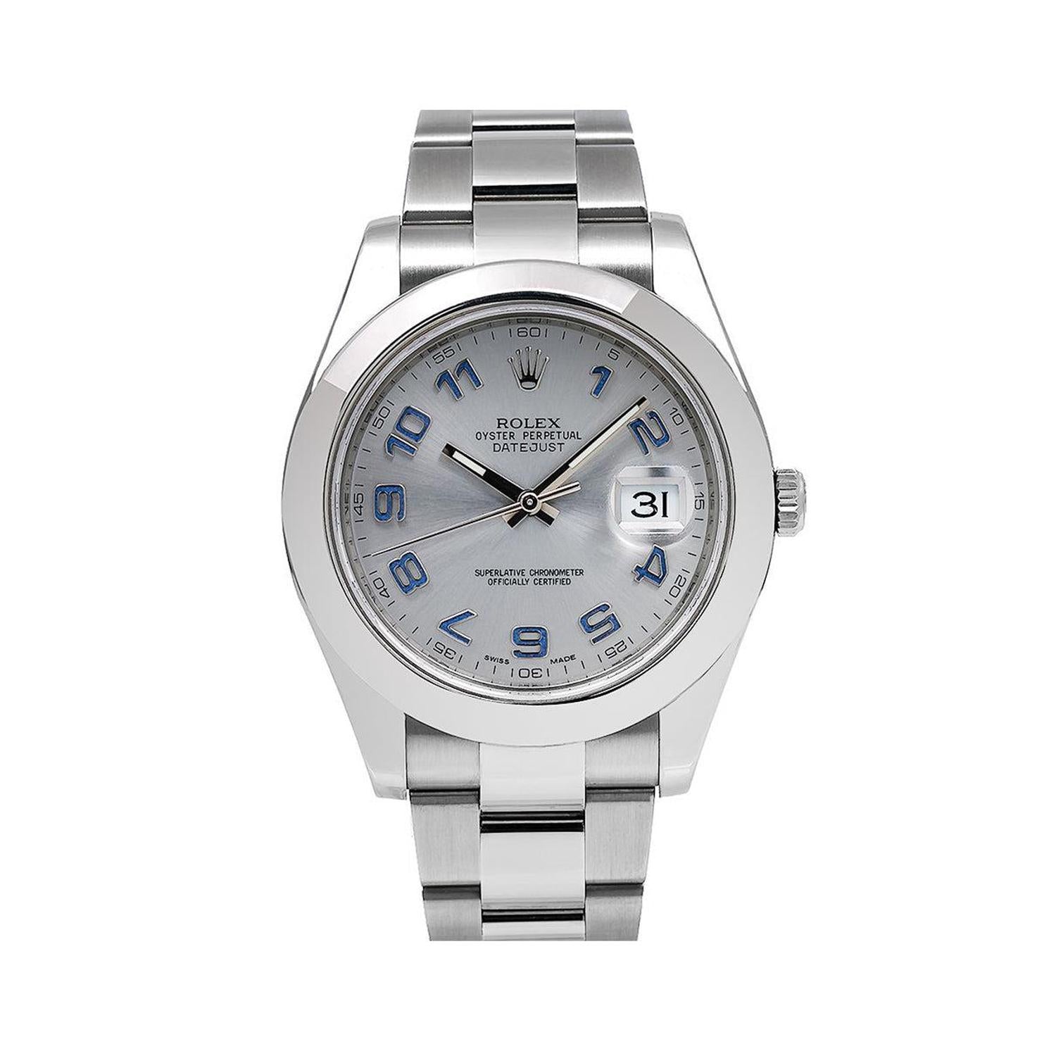 Rolex Datejust 41MM 116300 Silver Arabic Dial Smooth Bezel Stainless Steel Oyster Bracelet