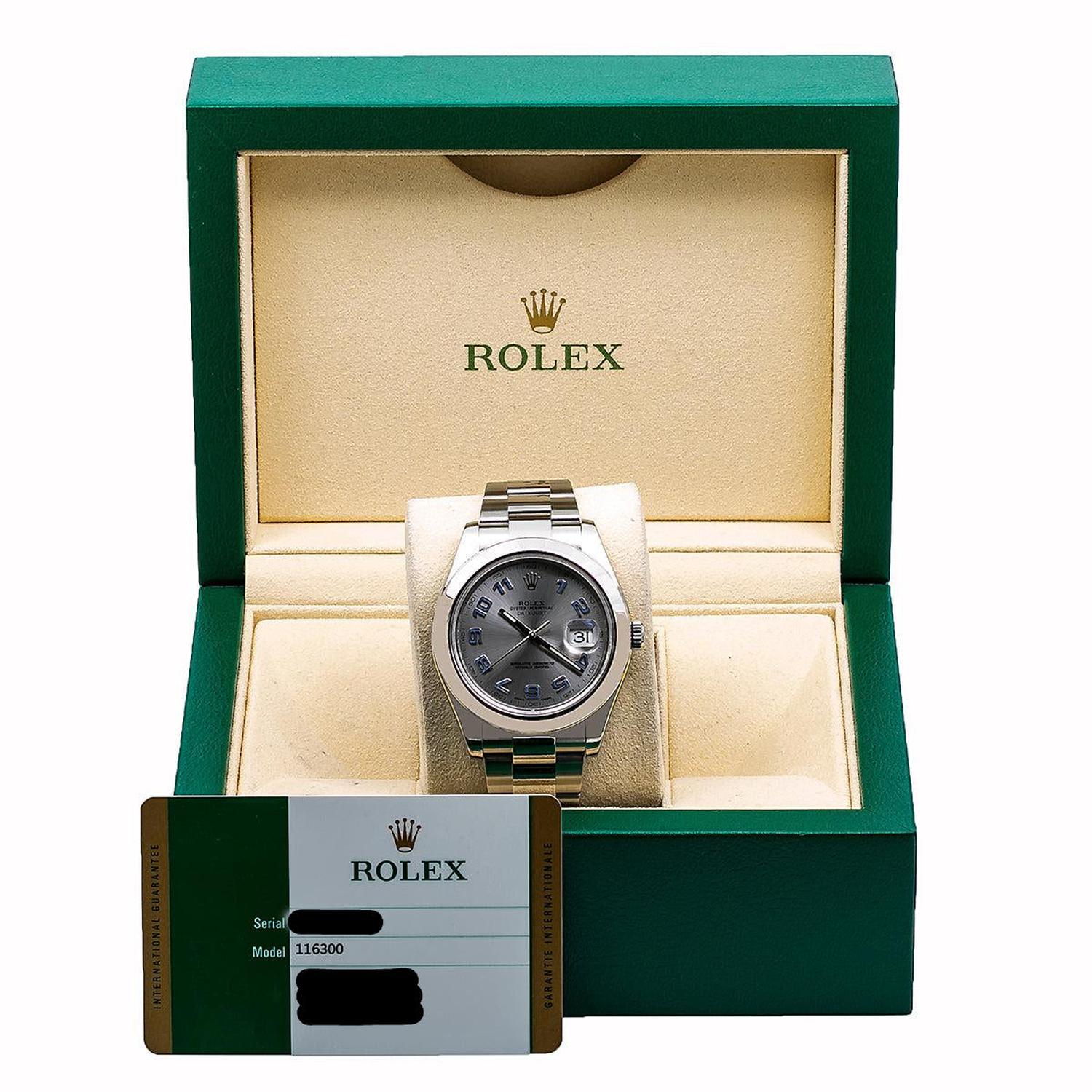 Rolex Datejust 41MM 116300 Silver Arabic Dial Smooth Bezel Stainless Steel Oyster Bracelet