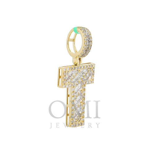 10K YELLOW GOLD LETTER T PENDANT WITH 2.28 CT DIAMONDS