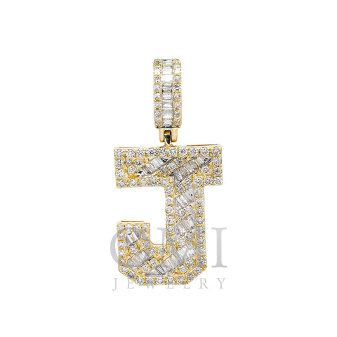 10K YELLOW GOLD LETTER J PENDANT WITH 2.50 CT DIAMONDS