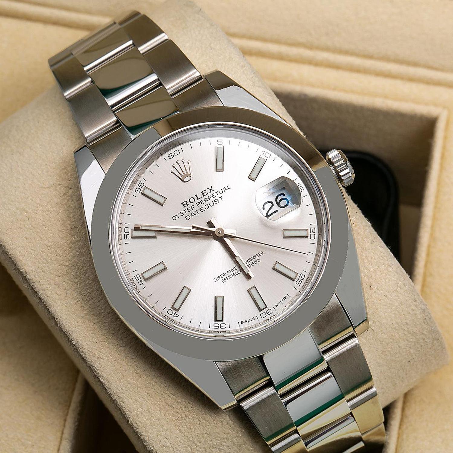 Rolex Datejust 41MM 126300 Silver Dial Smooth Bezel Stainless Steel Oyster Bracelet