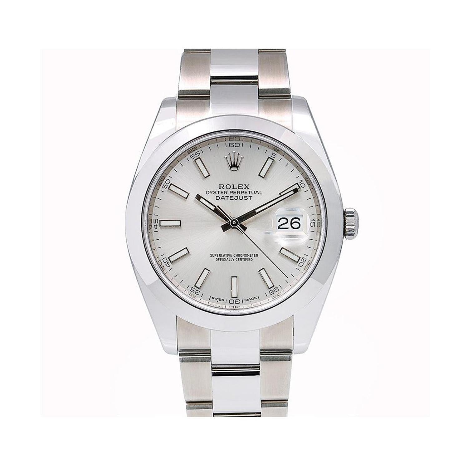 Rolex Datejust 41MM 126300 Silver Dial Smooth Bezel Stainless Steel Oyster Bracelet