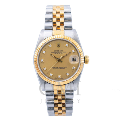 Rolex Lady-Datejust 68273 31MM Champagne Diamond Dial With Two Tone Jubilee Bracelet