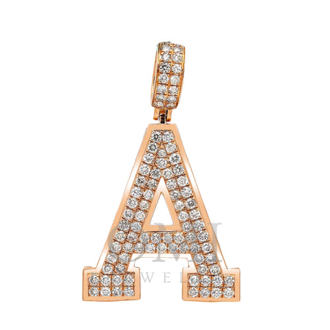 10K REOSE GOLD LETTER A PENDANT WITH 1.95 CT DIAMONDS