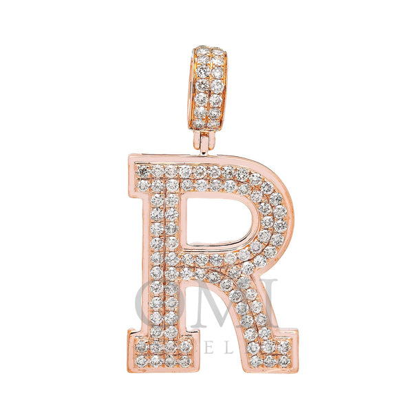 10K ROSE GOLD LETTER R PENDANT WITH 3.19 CT DIAMONDS