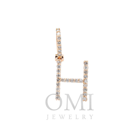10K ROSE GOLD LETTER H PENDANT WITH 1.50 CT DIAMONDS