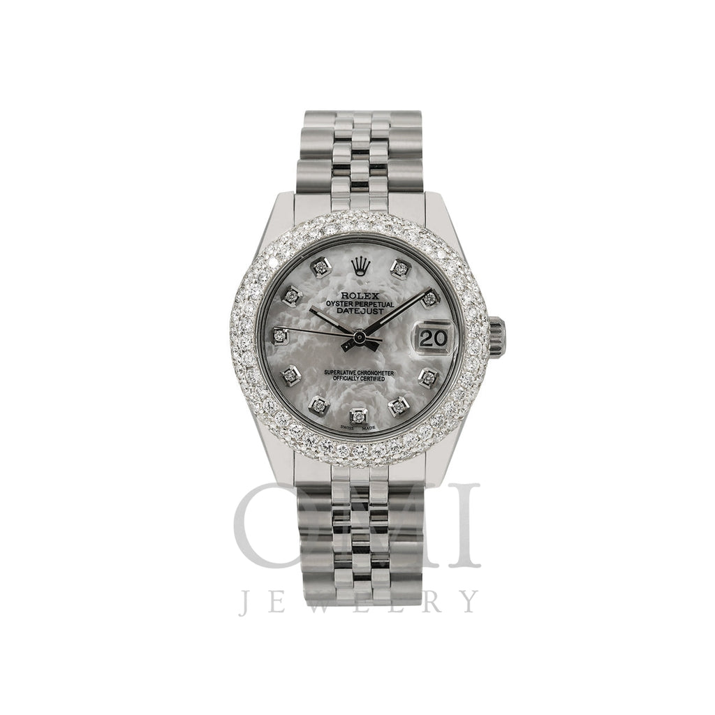 Rolex Lady-Datejust Diamond Watch, 178240 31mm, White Diamond Dial With Stainless Steel Jubilee Bracelet