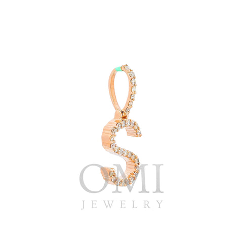 10K ROSE GOLD LETTER S PENDANT WITH 1.45 CT DIAMONDS