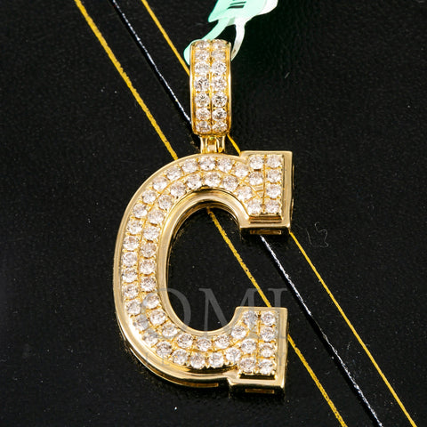 10K YELLOW GOLD LETTER C PENDANT WITH 2.85 CT DIAMONDS