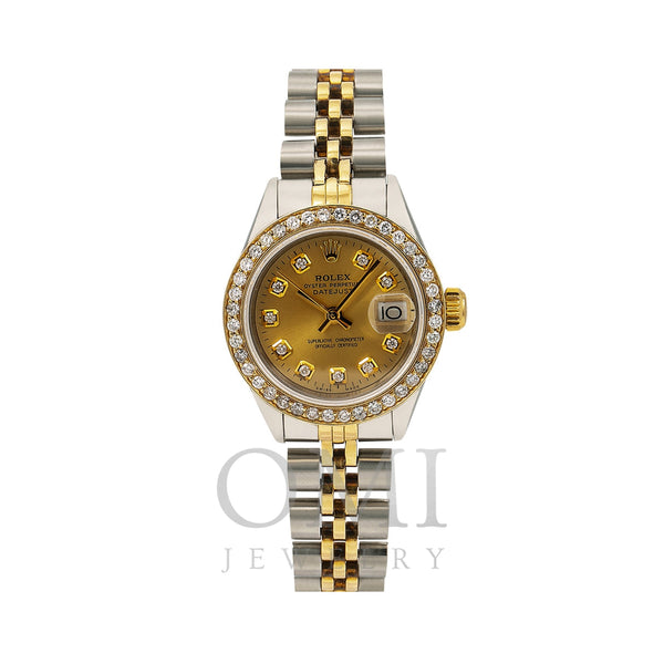 Rolex Lady-Datejust Diamond Watch, 6917 26mm, Champagne Diamond Dial W ...