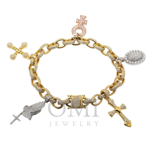 14K Yellow Gold Charm Bracelet Set With 18.25 CTW Diamonds