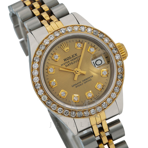 Rolex Datejust 26MM Sapphire Diamond Dial And Bezel With Two Tone Jubi -  OMI Jewelry