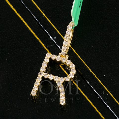 10K YELLOW GOLD LETTER R PENDANT WITH 0.55 CT DIAMONDS