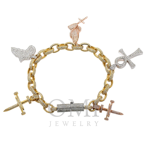 14K Yellow Gold Lovely Charm Bracelet Set With 19.85 Ct Diamonds