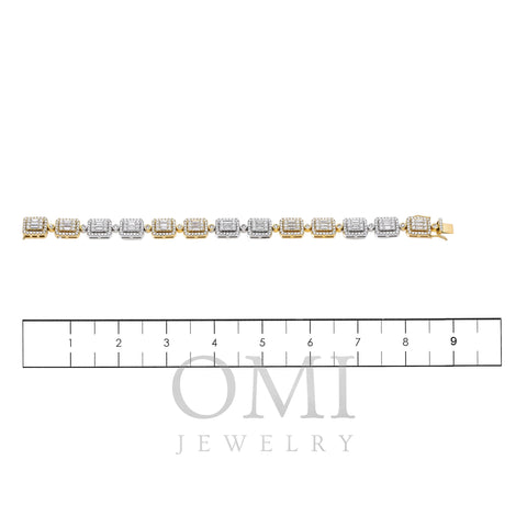 14K Two Tone Men's Baguette Bracelet With 6.26 CT Diamonds