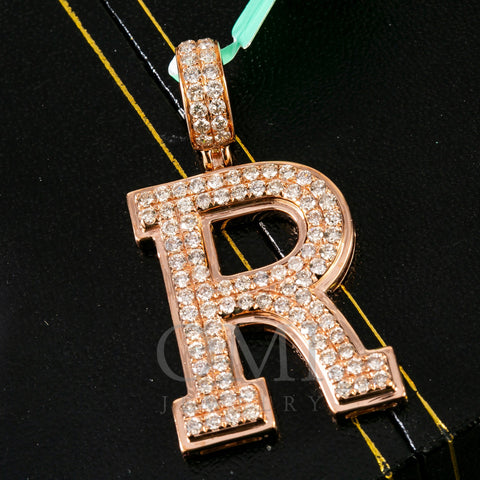 10K ROSE GOLD LETTER R PENDANT WITH 3.19 CT DIAMONDS