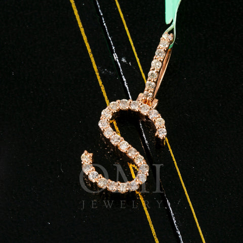 10K ROSE GOLD LETTER S PENDANT WITH 1.45 CT DIAMONDS
