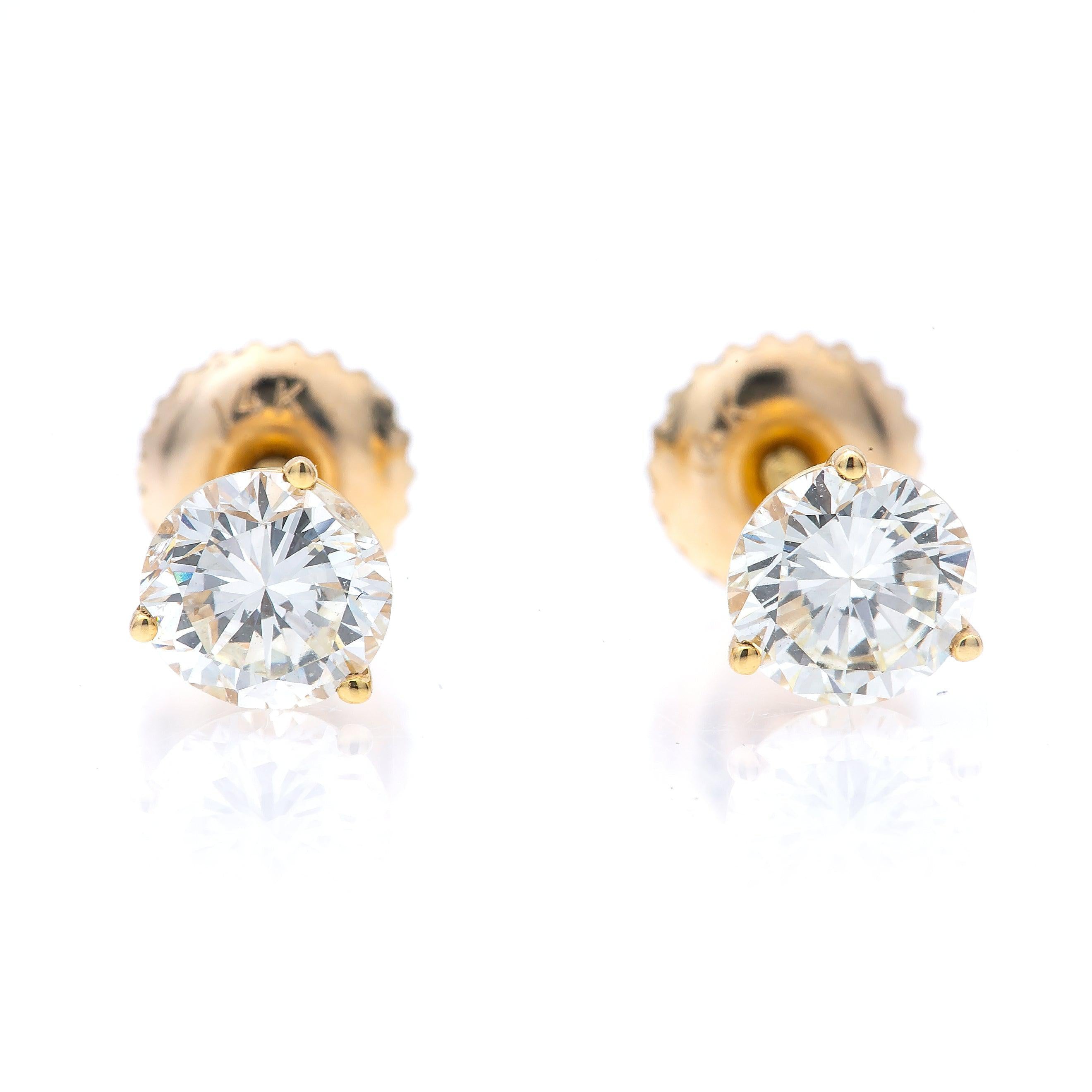 14K Yellow Gold Diamond Earrings 1.10ctw