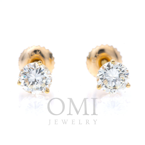 14K Yellow Gold Diamond Earrings 1.10ctw