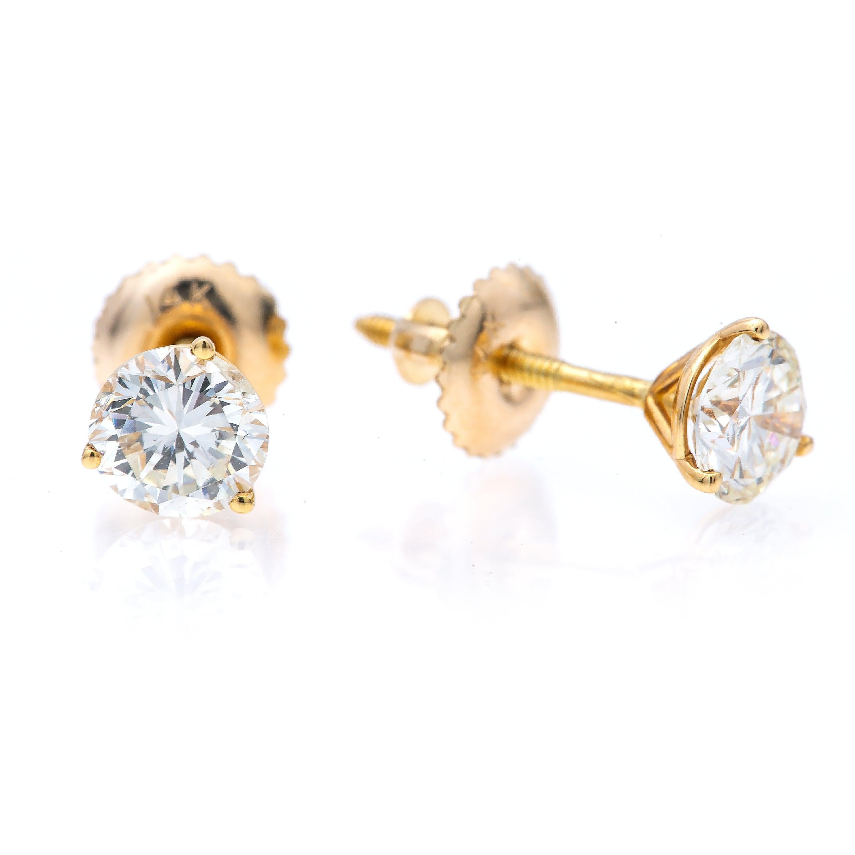 14K Yellow Gold Diamond Earrings 1.10ctw
