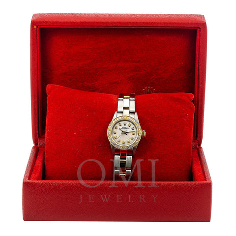 Rolex Oyster Perpetual Diamond Watch  26m, White Diamond Dial With 0.90 CT Diamonds