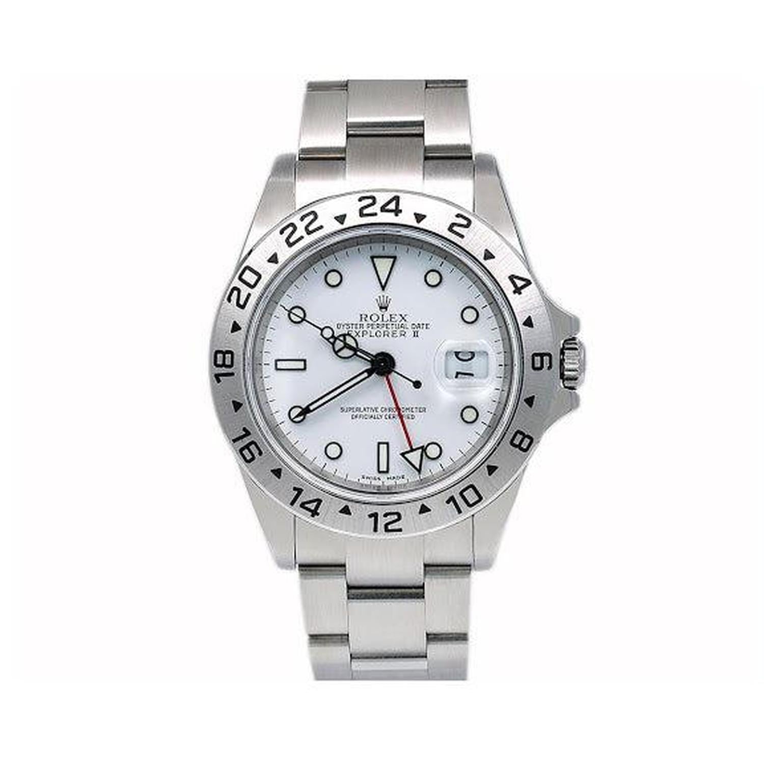 Rolex Explorer II 40MM 16570 Polar White Dial Stainless Steel Bezel Stainless Steel Oyster Bracelet