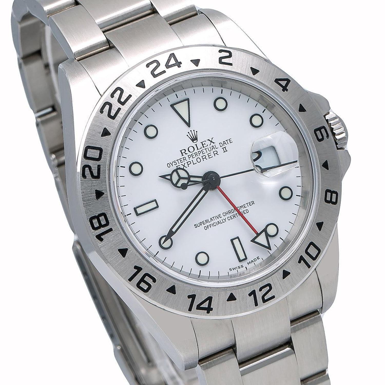 Rolex Explorer II 40MM 16570 Polar White Dial Stainless Steel Bezel Stainless Steel Oyster Bracelet