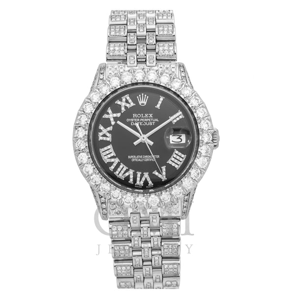 Rolex Datejust 1601 36MM Black Mother of Pearl Diamond Dial With 8.25 CT Diamonds