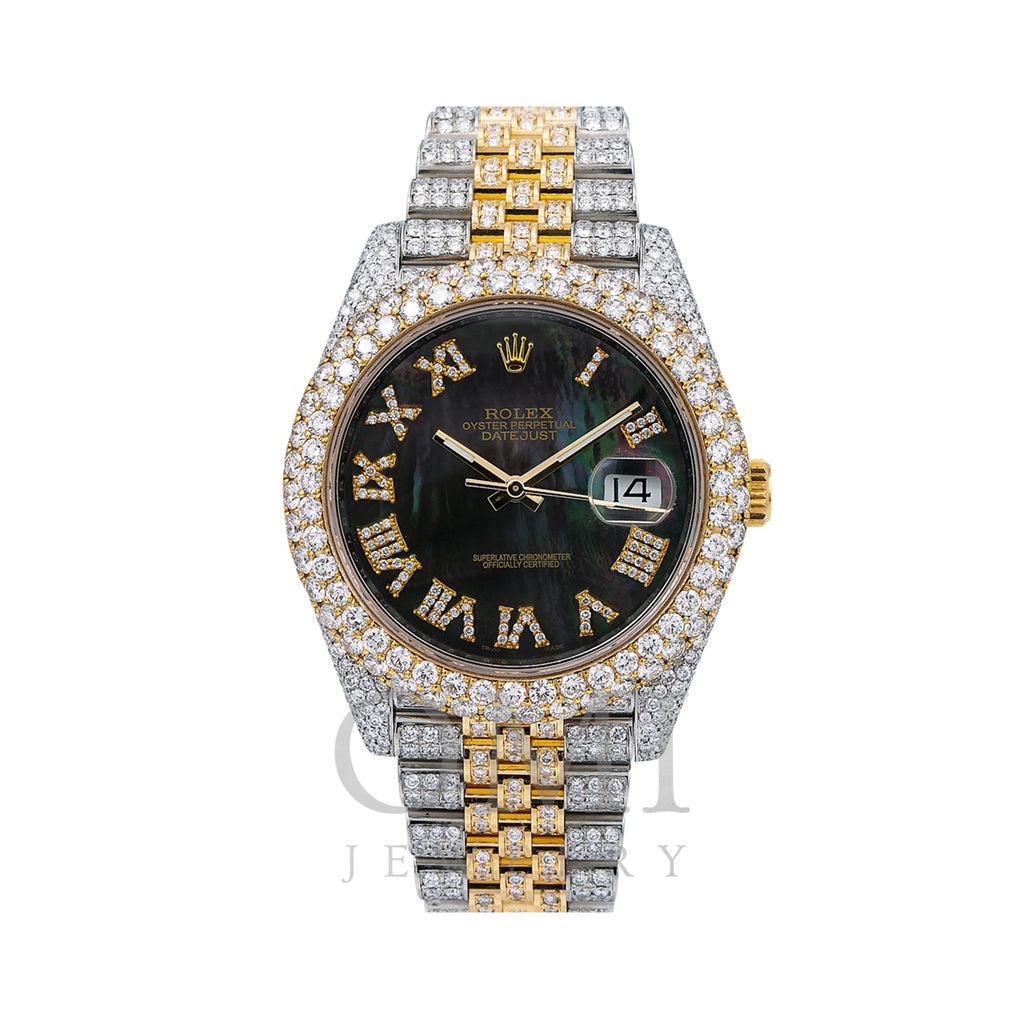 Rolex Datejust Diamond Watch, 126333 41mm, Black Diamond Dial With Two Tone Jubilee Bracelet