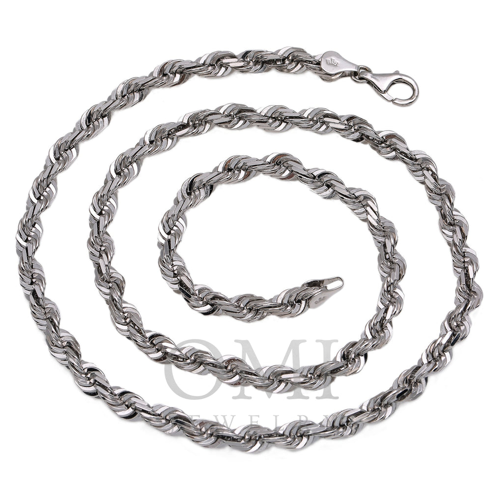 Men's 10K White Gold Hollow Rope Chain
