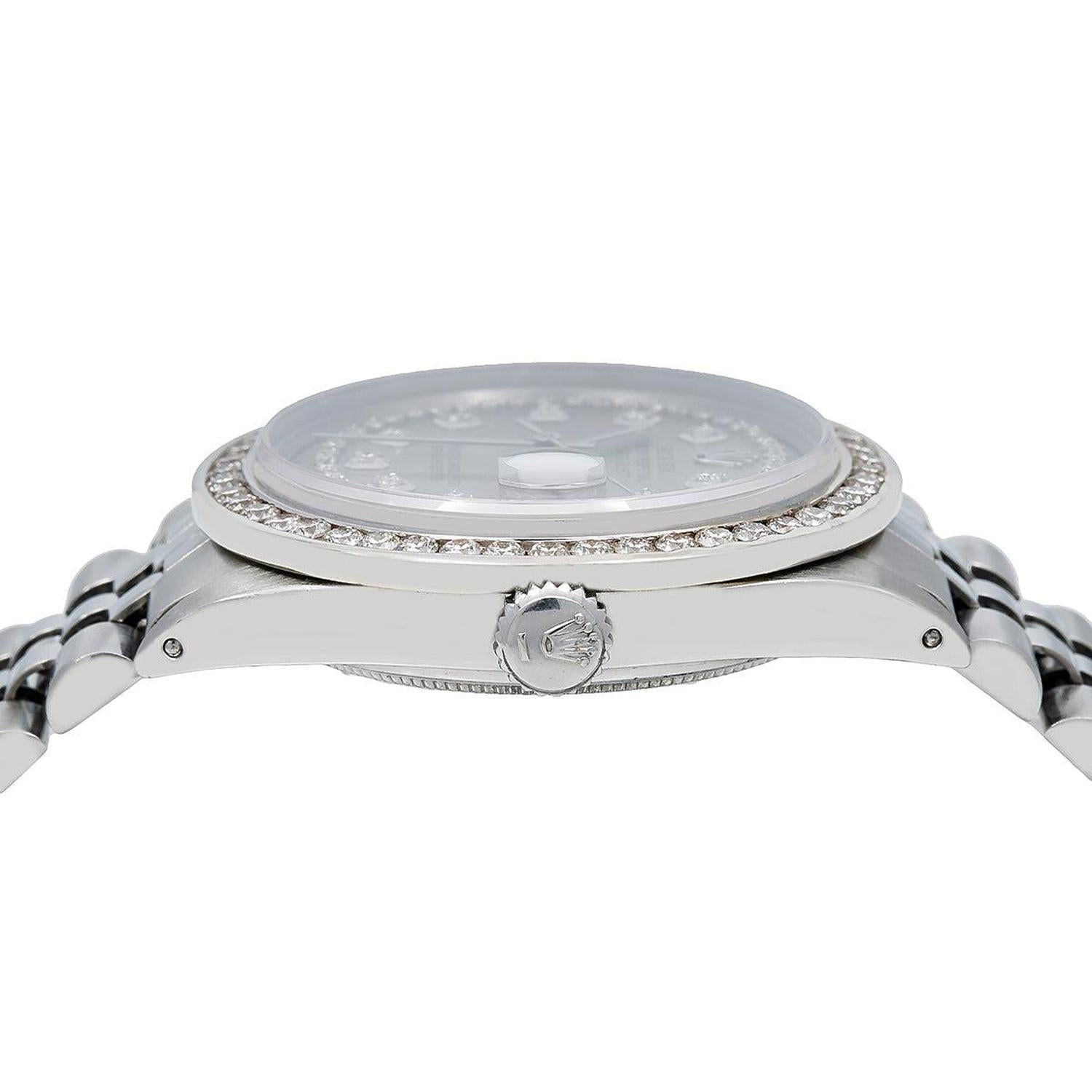 Rolex Datejust 36MM 1601 Slate Gray Diamond Dial Diamond Bezel Stainless Steel Jubilee Bracelet