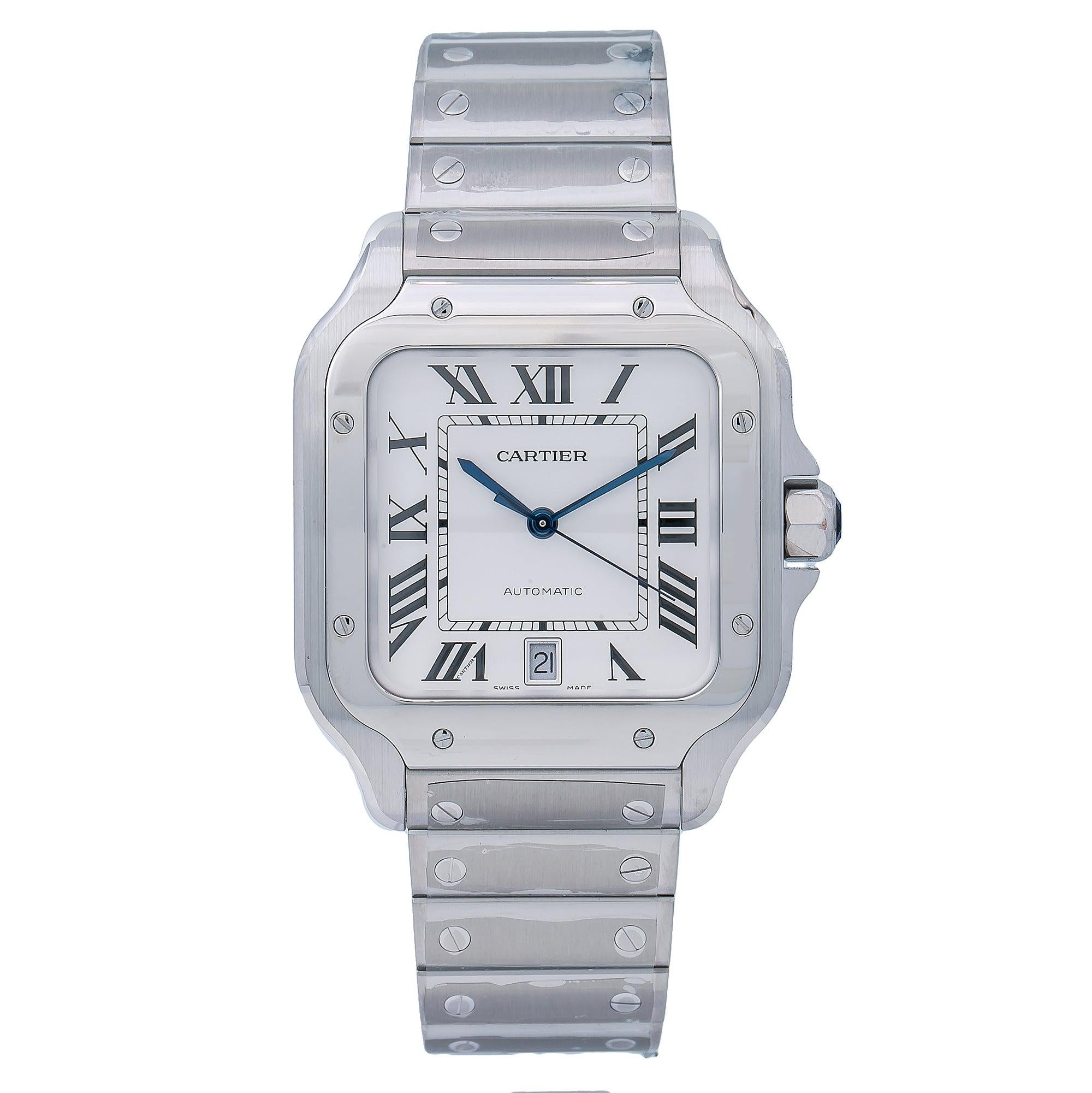 Cartier Santos 39.8MM WSSA0018 Silver Roman Dial Stainless Steel Bracelet
